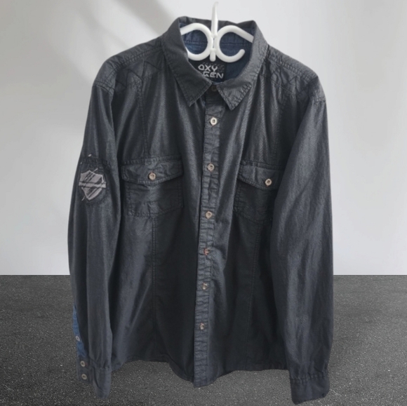 Oxygen XGN Men long sleeves black shirt,plus size XXL - Picture 1 of 16